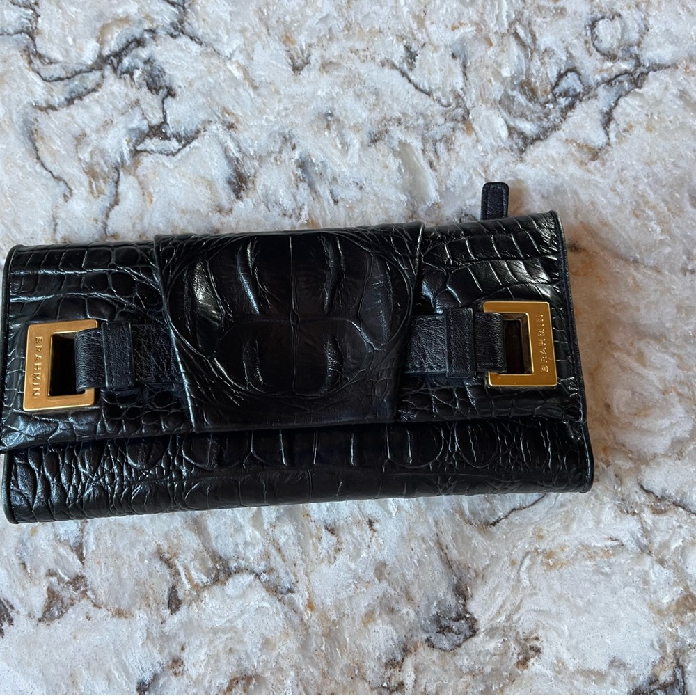 Brahmin Black Croc-Embossed Key Holder